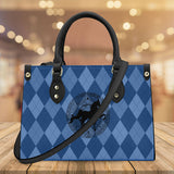 SADDLEBRED AZTEC  BLUE ARGYLE Luxury Women PU Tote Bag - Black