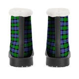 NASHVILLE BRAND GREEN BLUE TARTAN Faux Fur Synthetic Leather Boot