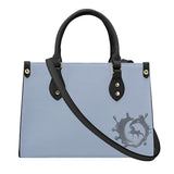 SADDLEBRED SHELL BLUE Luxury Women PU Tote Bag - Black Piping
