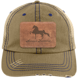 AMERICAN SADDLEBRED ON LEATHER 6990 Distressed Unstructured Trucker Cap - Patch