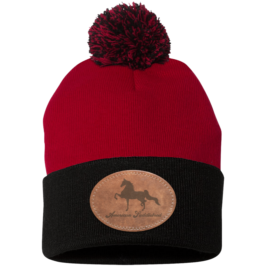 AMERICAN SADDLEBRED ON LEATHER SP15 Pom Pom Knit Cap - Patch