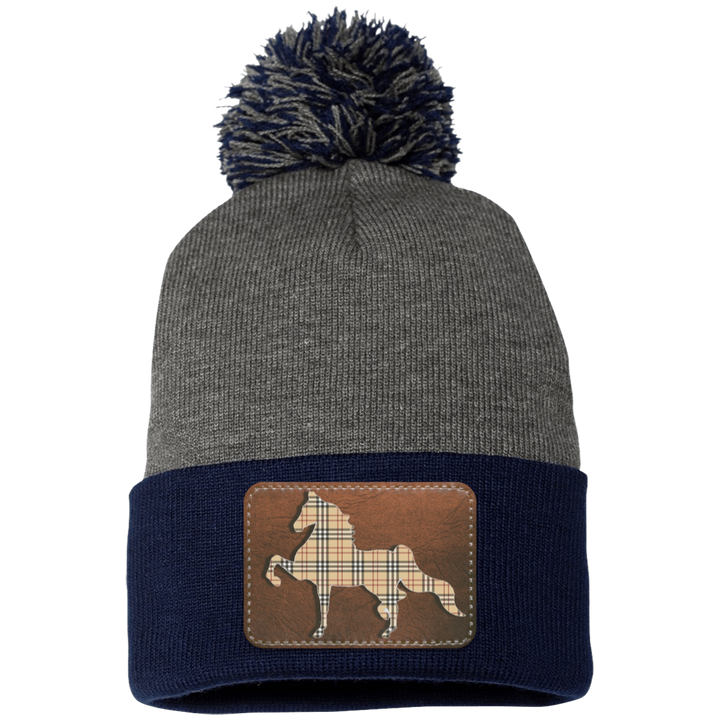 AMERICAN SADDLEBRED LEATHER PATCH (BURBURY) SP15 Pom Pom Knit Cap - Patch
