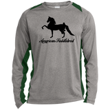 American Saddlebred 2 (black) ST361LS Long Sleeve Heather Colorblock Performance Tee