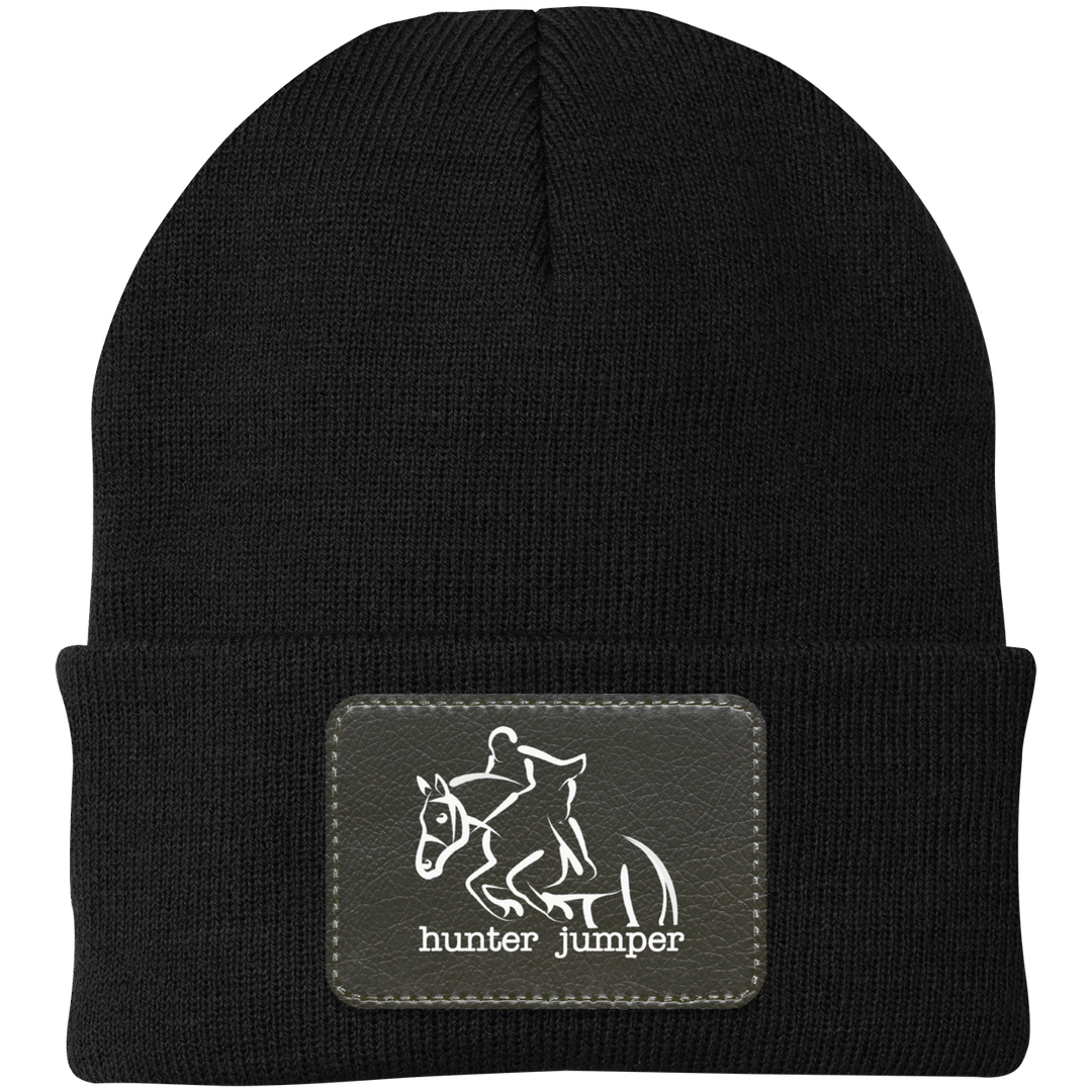 HUNTER JUMPER BLACK LEATHER CP90 Knit Cap - Patch