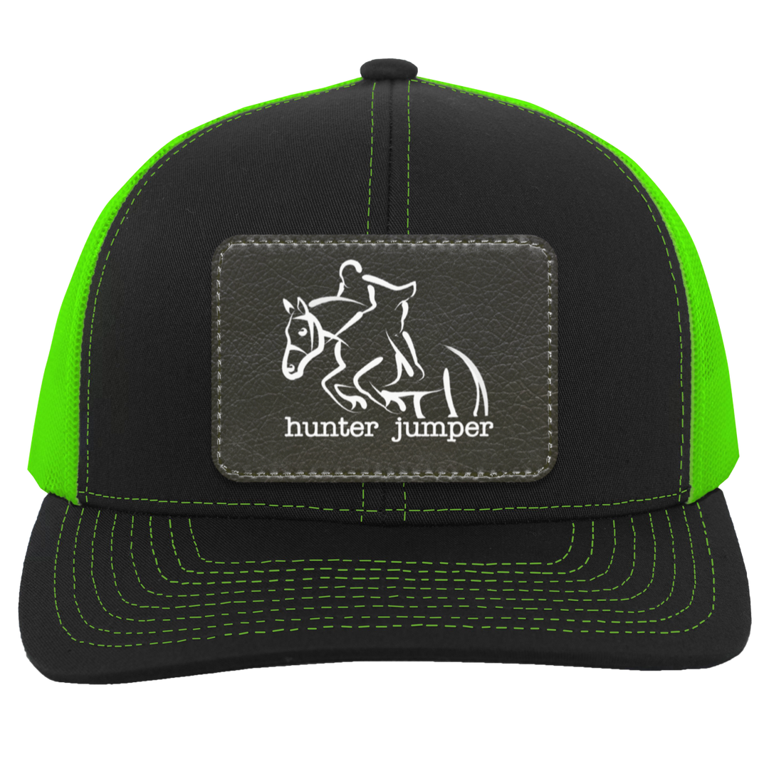 HUNTER JUMPER BLACK LEATHER 104C Trucker Snap Back - Patch