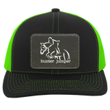 HUNTER JUMPER BLACK LEATHER 104C Trucker Snap Back - Patch