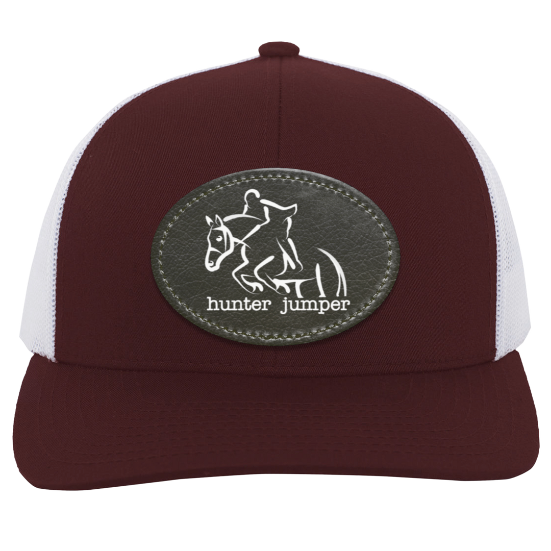 HUNTER JUMPER BLACK LEATHER 104C Trucker Snap Back - Patch