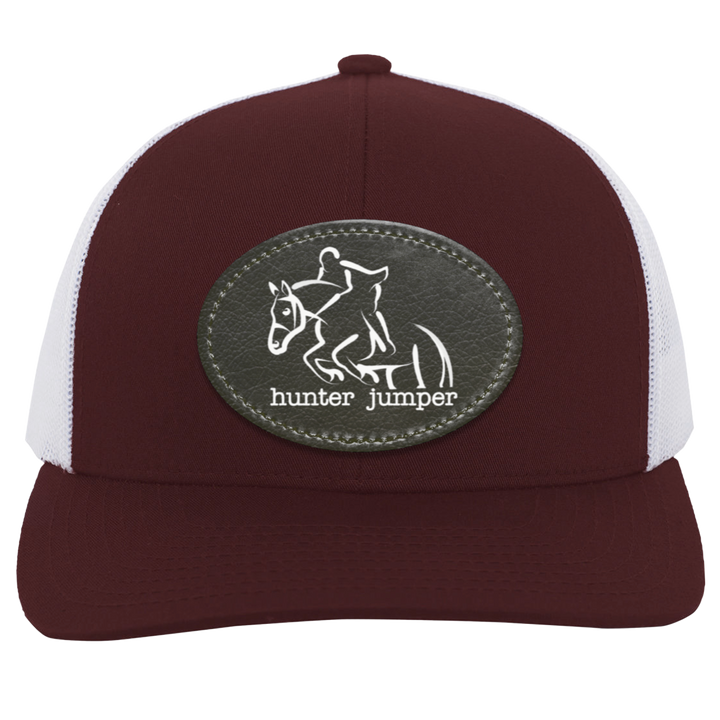 HUNTER JUMPER BLACK LEATHER 104C Trucker Snap Back - Patch