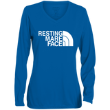 RESTING MARE FACE (white) 1788 Ladies' Moisture-Wicking Long Sleeve V-Neck Tee