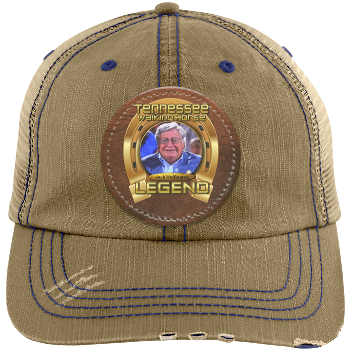 JACK HEFFINGTON (Legends Series) HAT 6990 Distressed Unstructured Trucker Cap - Patch