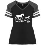 BORN TO WALK DM476 Ladies' Game V-Neck T-Shirt