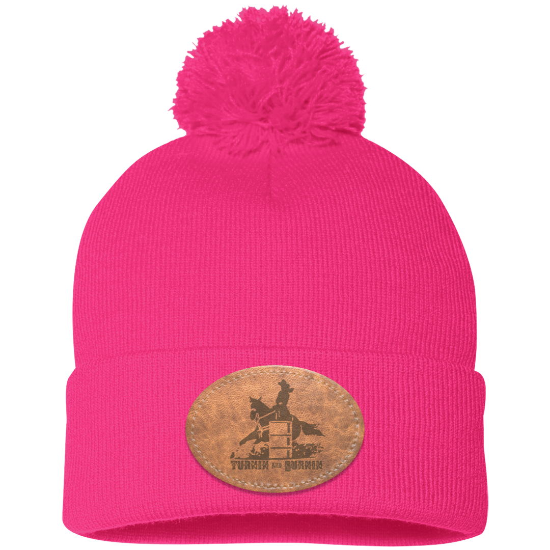 TURNIN AND BURNIN ON LEATHER SP15 Pom Pom Knit Cap - Patch