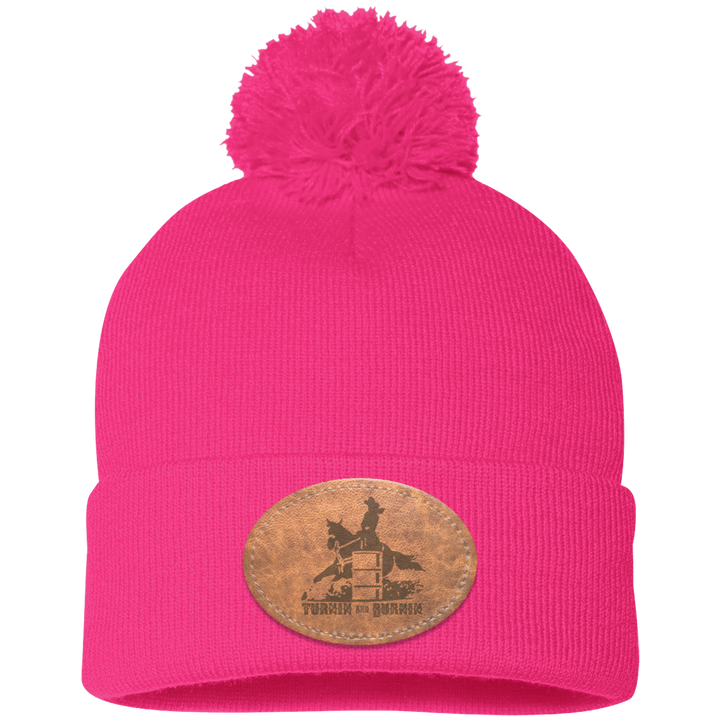TURNIN AND BURNIN ON LEATHER SP15 Pom Pom Knit Cap - Patch