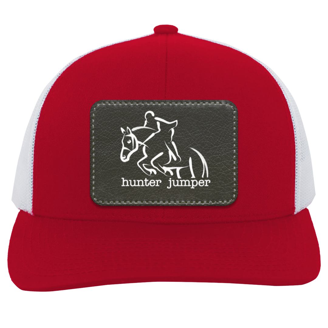 HUNTER JUMPER BLACK LEATHER 104C Trucker Snap Back - Patch
