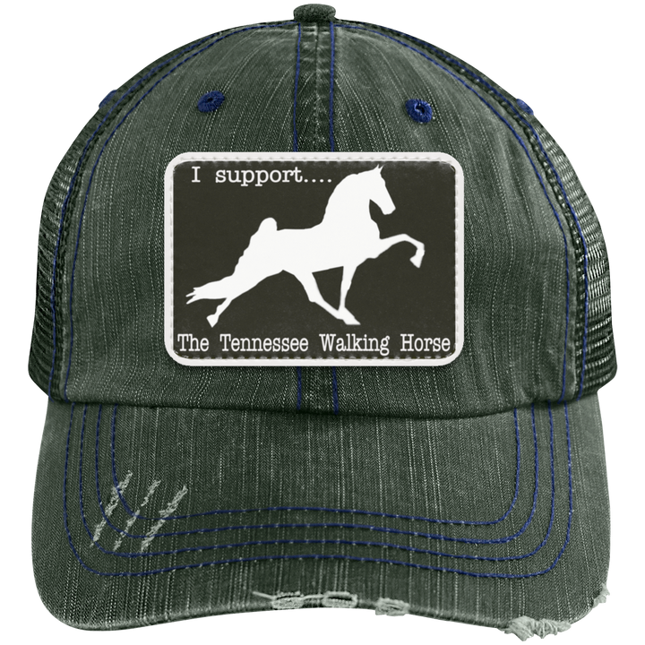 I SUPPORT THE TWH -RECTANGLE 6990 Distressed Unstructured Trucker Cap - Patch