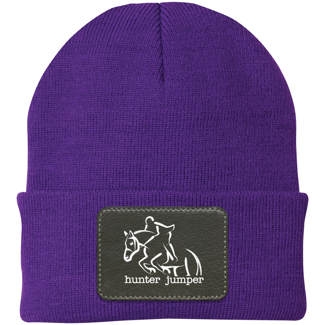 HUNTER JUMPER BLACK LEATHER CP90 Knit Cap - Patch