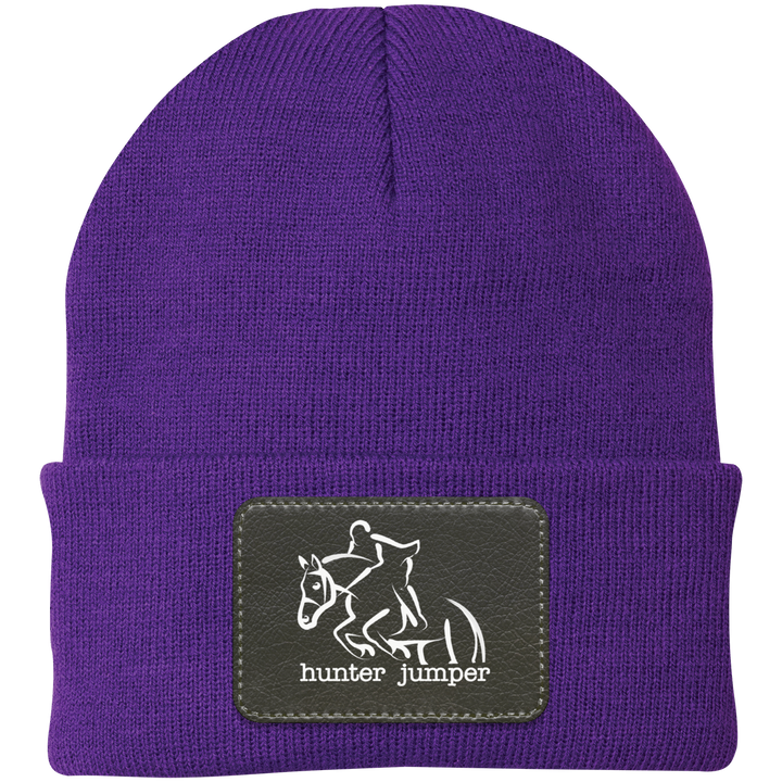HUNTER JUMPER BLACK LEATHER CP90 Knit Cap - Patch