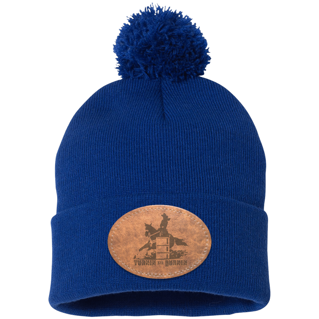 TURNIN AND BURNIN ON LEATHER SP15 Pom Pom Knit Cap - Patch