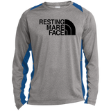 RESTING MARE FACE(black) ST361LS Long Sleeve Heather Colorblock Performance Tee