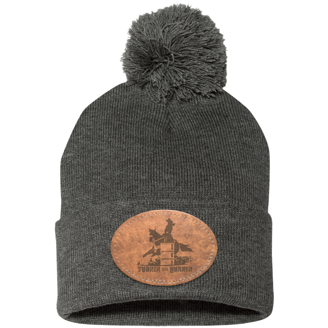 TURNIN AND BURNIN ON LEATHER SP15 Pom Pom Knit Cap - Patch