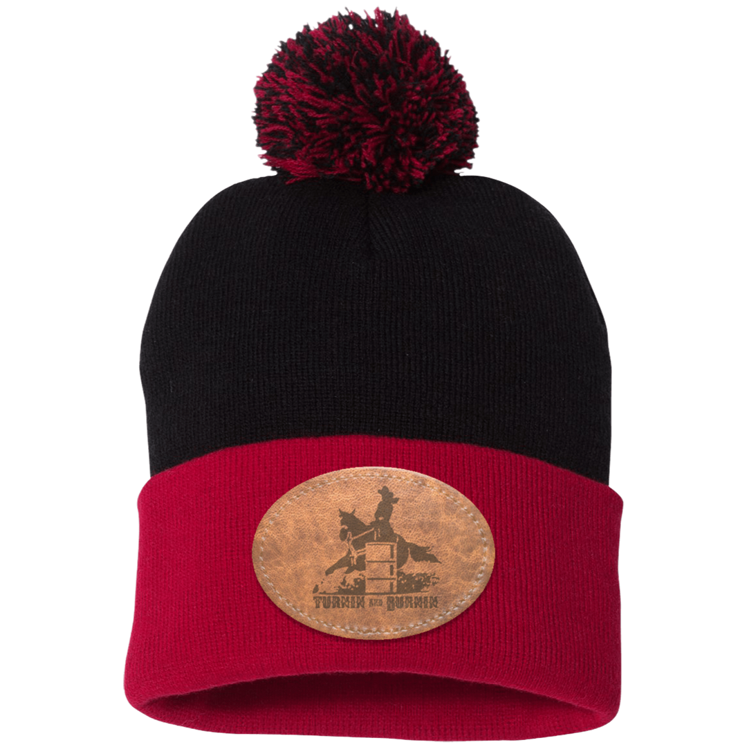 TURNIN AND BURNIN ON LEATHER SP15 Pom Pom Knit Cap - Patch