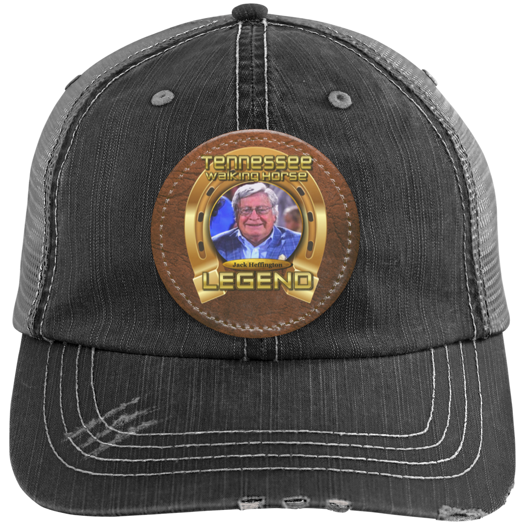 JACK HEFFINGTON (Legends Series) HAT 6990 Distressed Unstructured Trucker Cap - Patch