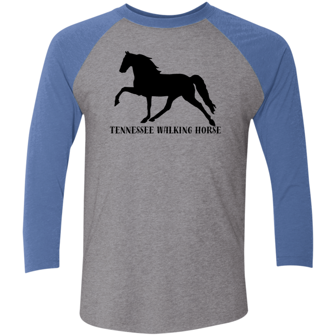 Tennessee Walker (black) 4HORSE NL6051 Tri-Blend 3/4 Sleeve Raglan T-Shirt