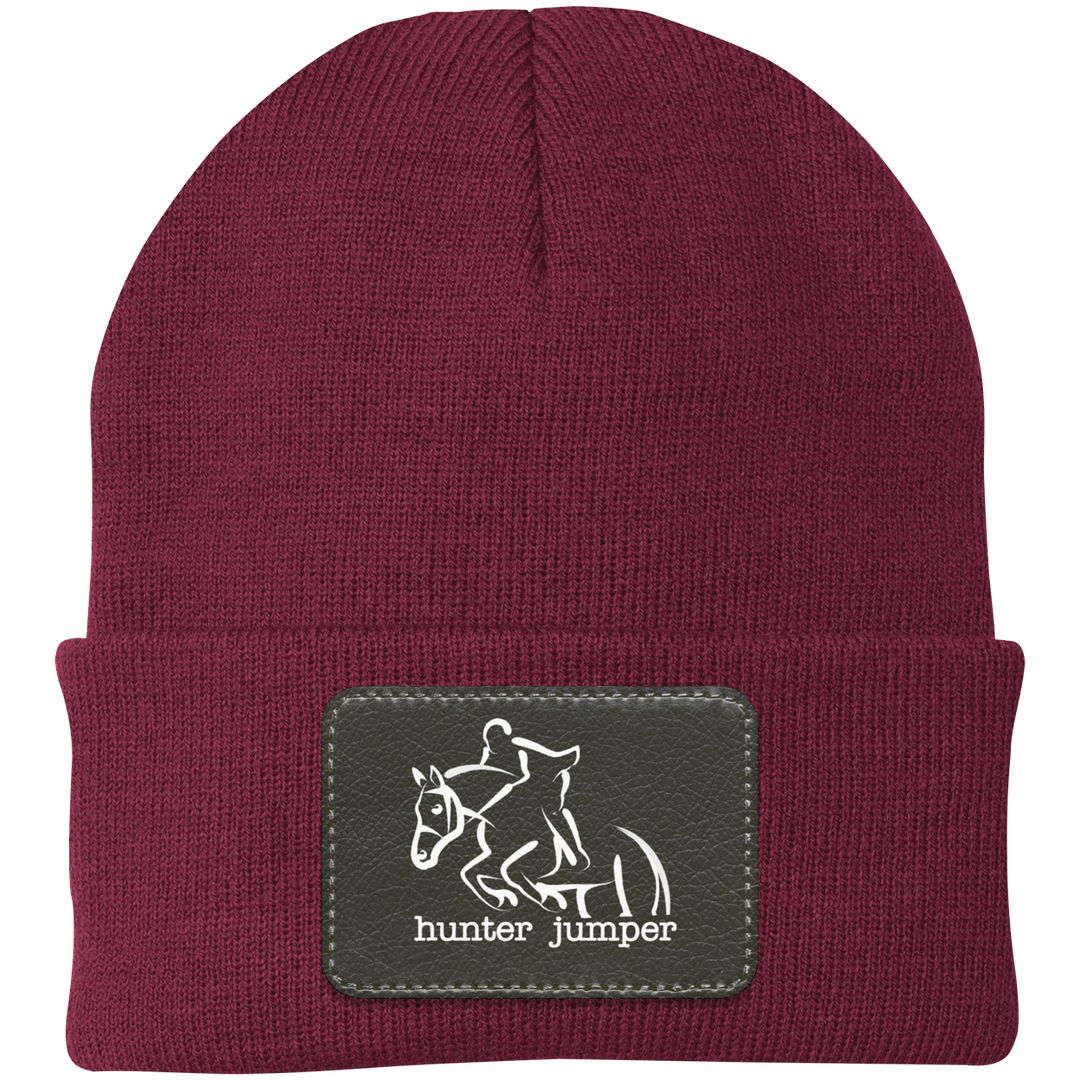 HUNTER JUMPER BLACK LEATHER CP90 Knit Cap - Patch