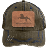AMERICAN SADDLEBRED ON LEATHER 6990 Distressed Unstructured Trucker Cap - Patch