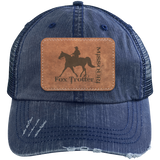 MISSOURI FOX TROTTER ON LEATHER 6990 Distressed Unstructured Trucker Cap - Patch