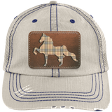 AMERICAN SADDLEBRED LEATHER PATCH (BURBURY) 6990 Distressed Unstructured Trucker Cap - Patch
