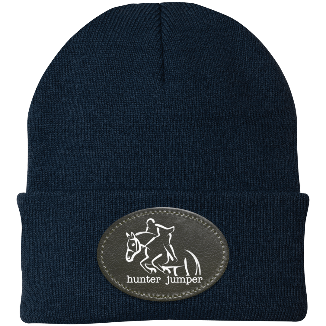 HUNTER JUMPER BLACK LEATHER CP90 Knit Cap - Patch