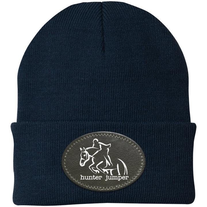 HUNTER JUMPER BLACK LEATHER CP90 Knit Cap - Patch