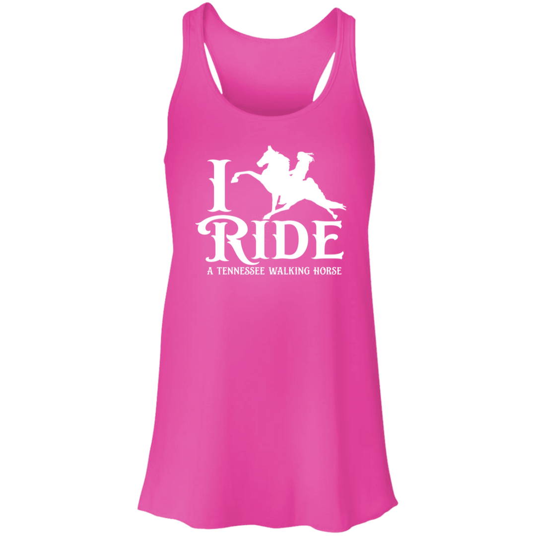 I RIDE A WALKING HORSE B (WHITE) B8800 Flowy Racerback Tank