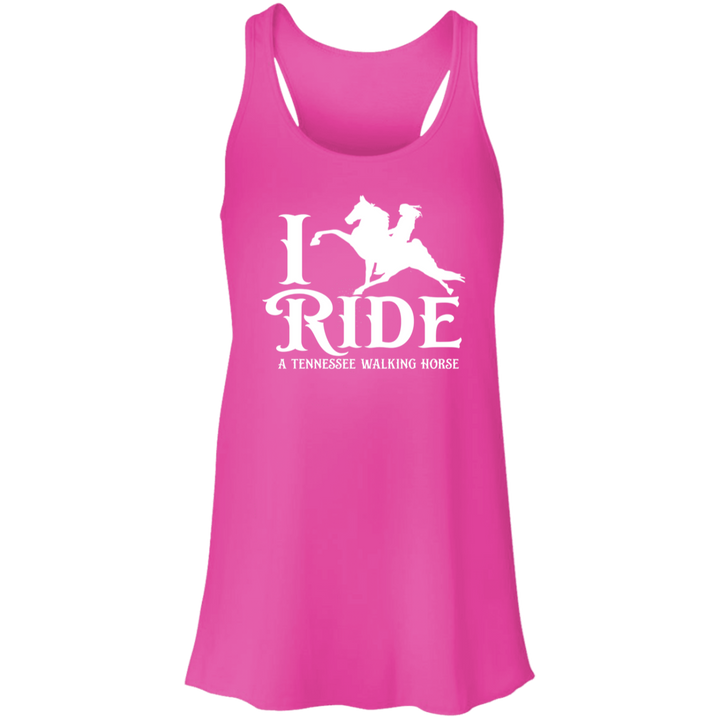I RIDE A WALKING HORSE B (WHITE) B8800 Flowy Racerback Tank