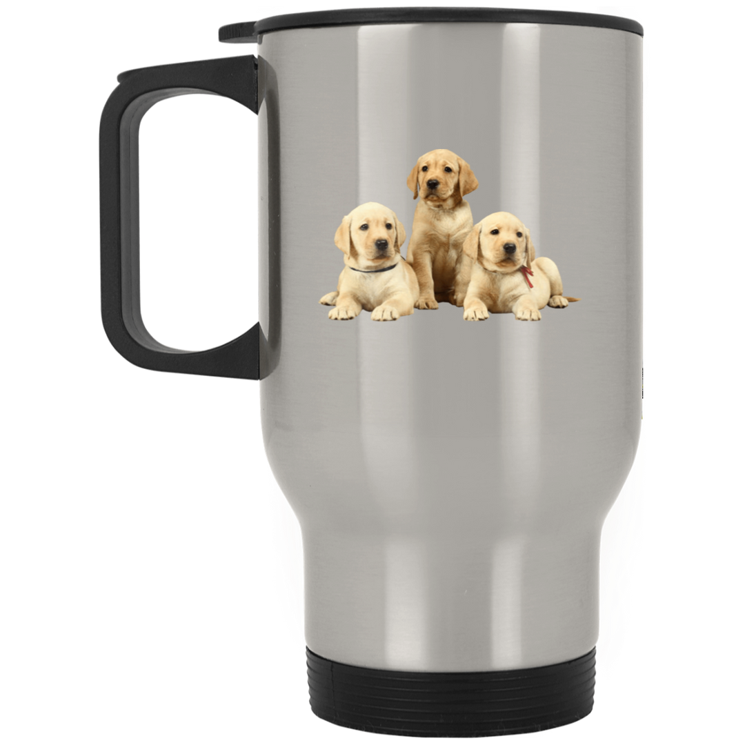 YELLOW LAB PUPS 1 XP8400S Silver Stainless Travel Mug
