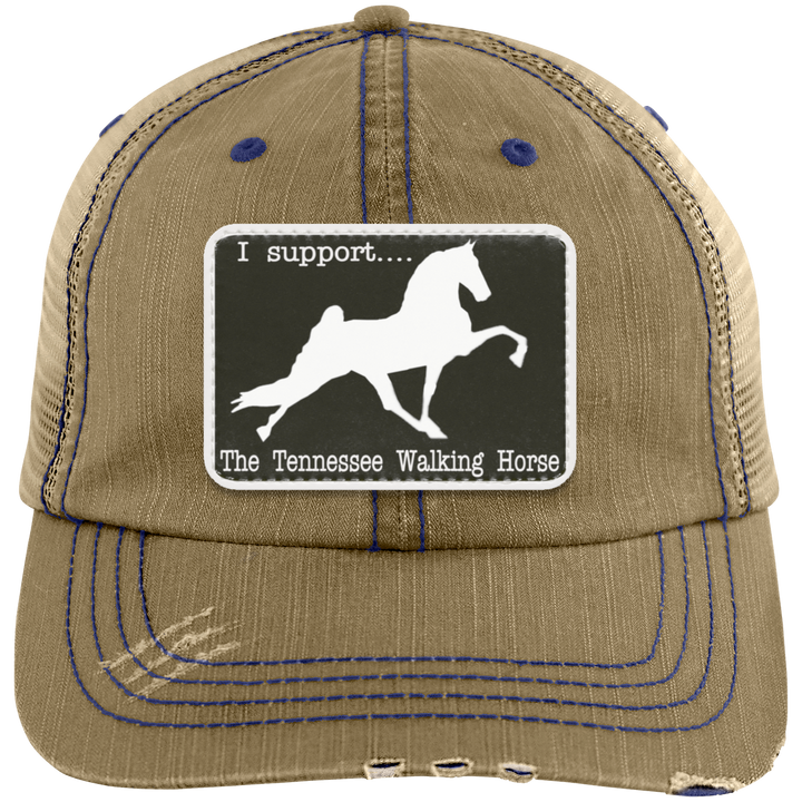 I SUPPORT THE TWH -RECTANGLE 6990 Distressed Unstructured Trucker Cap - Patch
