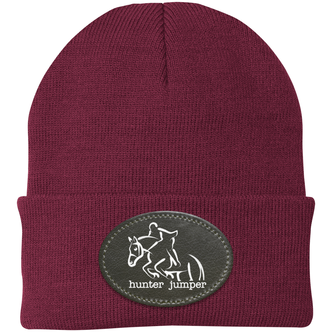 HUNTER JUMPER BLACK LEATHER CP90 Knit Cap - Patch