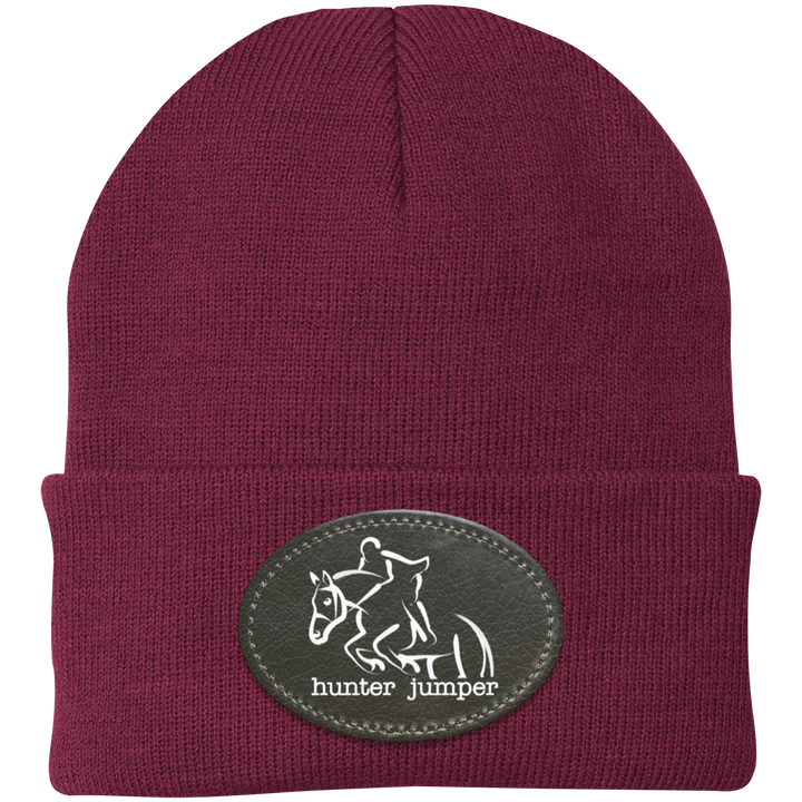 HUNTER JUMPER BLACK LEATHER CP90 Knit Cap - Patch