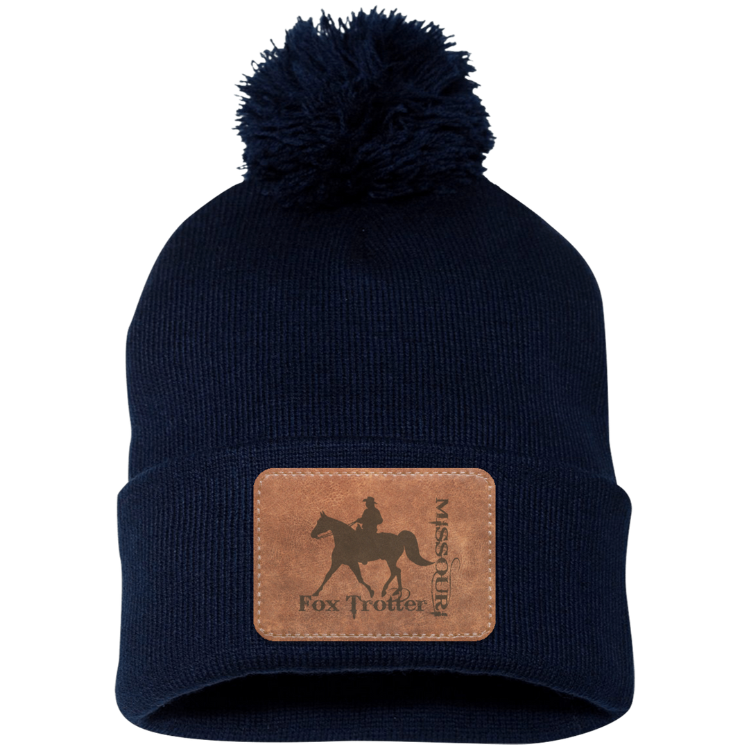 MISSOURI FOX TROTTER ON LEATHER SP15 Pom Pom Knit Cap - Patch
