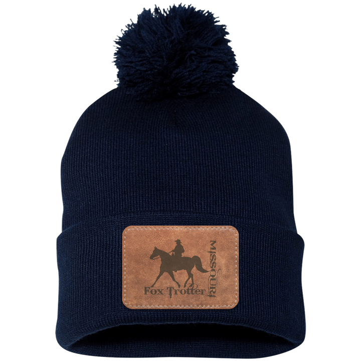 MISSOURI FOX TROTTER ON LEATHER SP15 Pom Pom Knit Cap - Patch