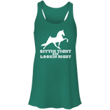 SITTIN TIGHT LOOKIN RIGHT TWH PERFORMANCE(WHITE) B8800 Flowy Racerback Tank