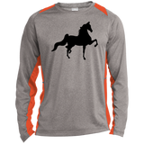 American Saddlebred (black) ST361LS Long Sleeve Heather Colorblock Performance Tee