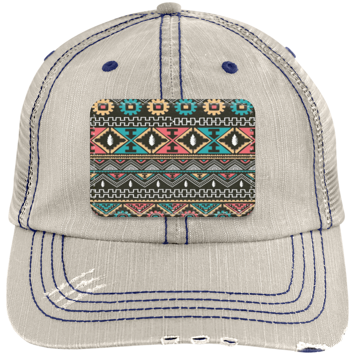 AZTEC 1 6990 Distressed Unstructured Trucker Cap - Patch