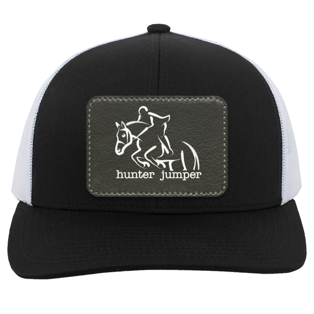 HUNTER JUMPER BLACK LEATHER 104C Trucker Snap Back - Patch
