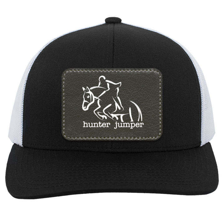 HUNTER JUMPER BLACK LEATHER 104C Trucker Snap Back - Patch