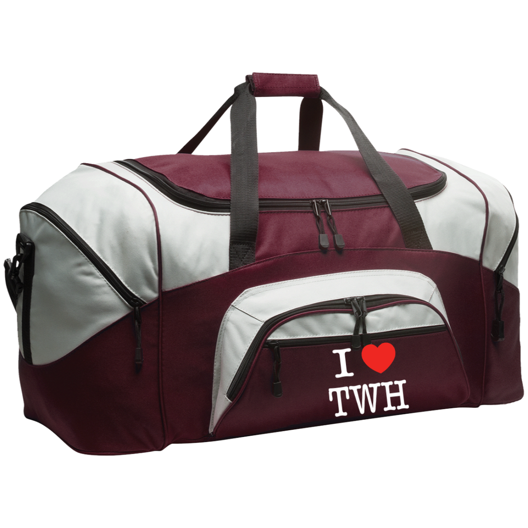 I LOVE TWH WHITE BG99 Colorblock Sport Duffel