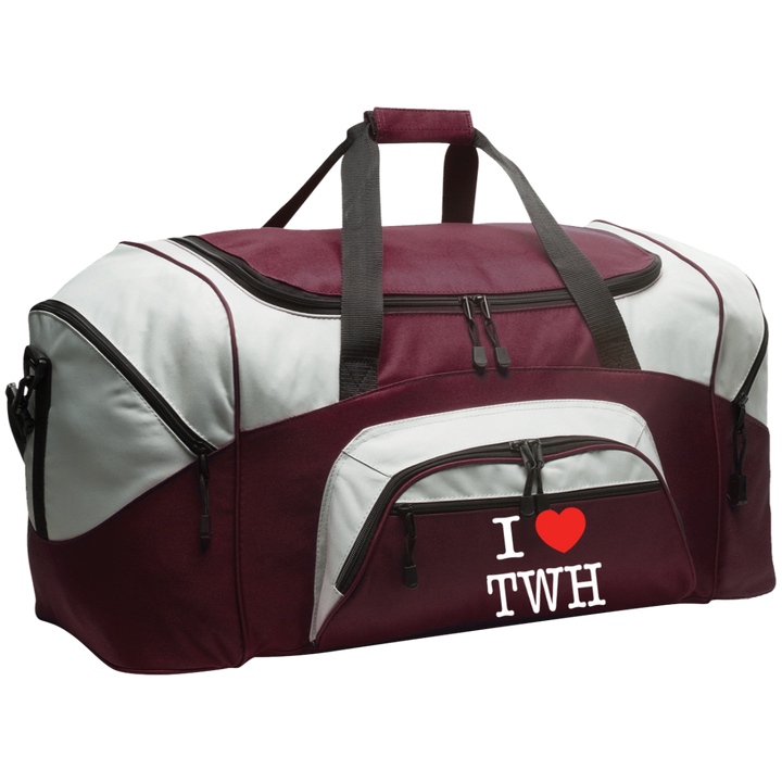 I LOVE TWH WHITE BG99 Colorblock Sport Duffel