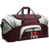 I LOVE TWH WHITE BG99 Colorblock Sport Duffel