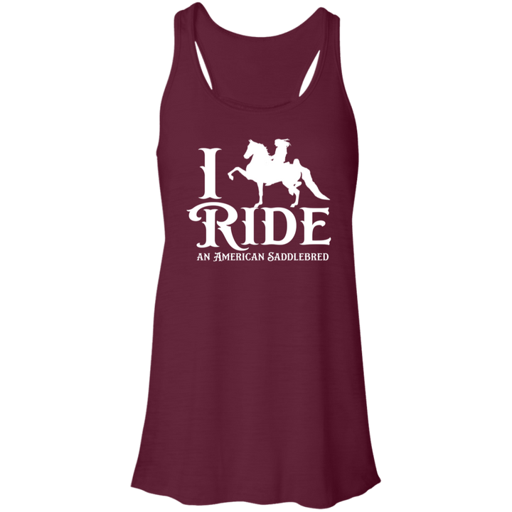 I RIDE AN AMERICAN SADDLEBRED (WHITE) B8800 Flowy Racerback Tank